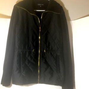 JONES NEW YORK jacket size M black long sleeve zip up collar pockets qui…